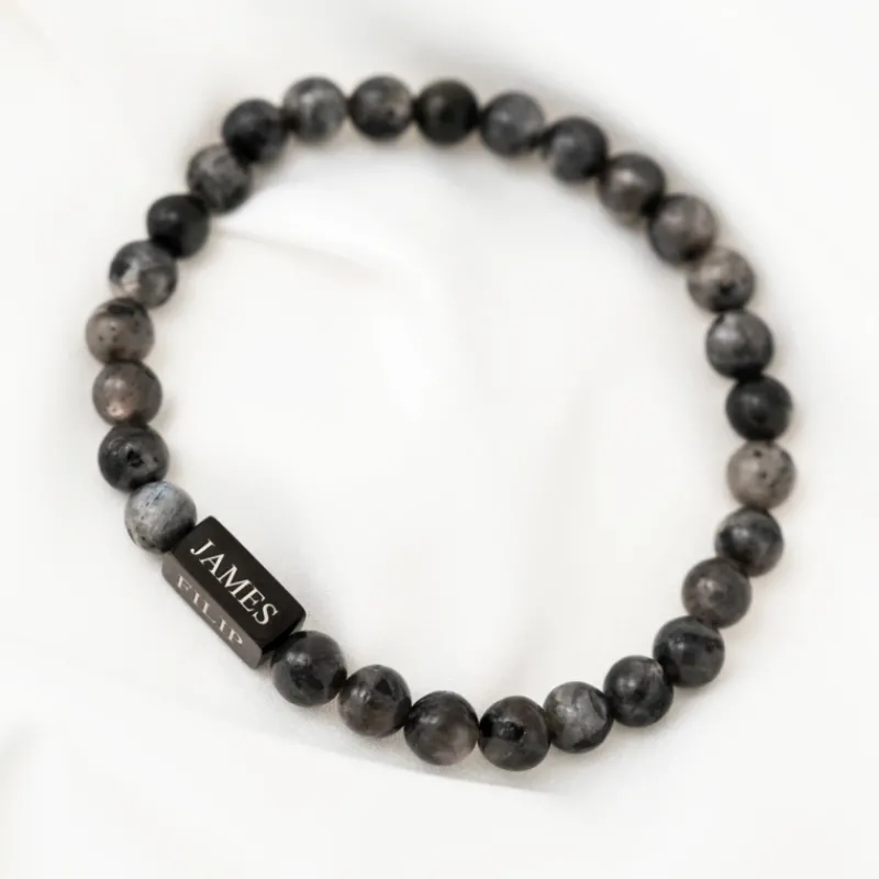 Finaste Kralen armband heren met naam zwart Online