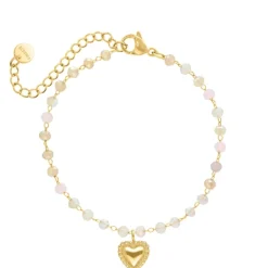 Finaste Kralen armband vintage hartje goudkleurig Hot