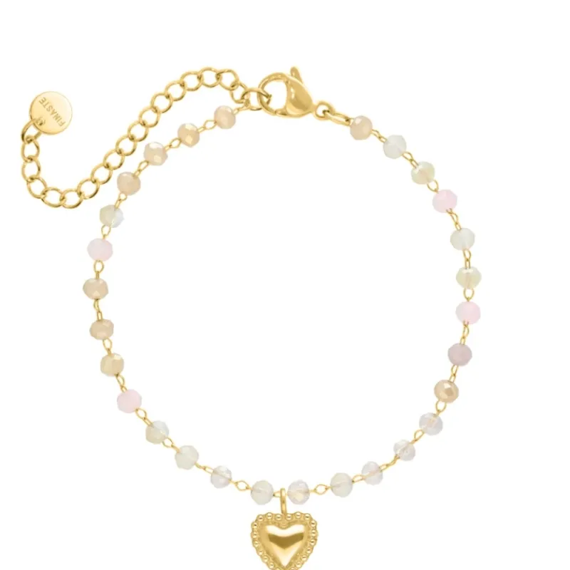 Finaste Kralen armband vintage hartje goudkleurig Hot