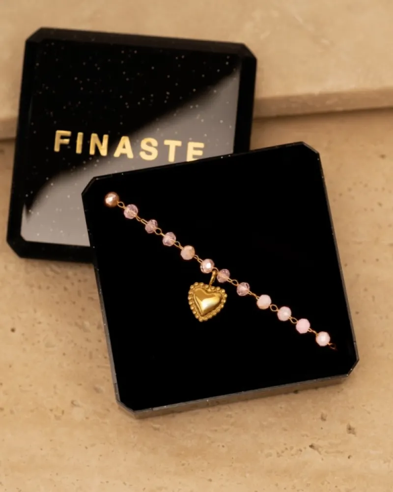 Finaste Kralen armband vintage hartje goudkleurig Hot