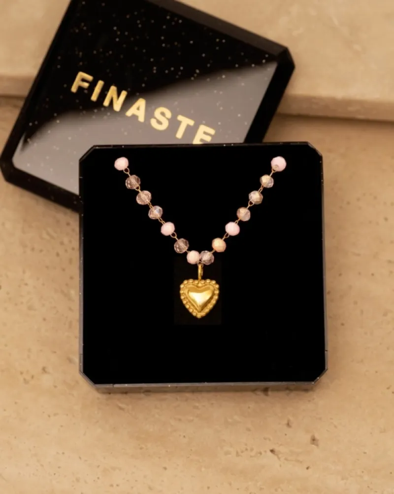 Finaste Kralen ketting vintage hartje goudkleurig Clearance