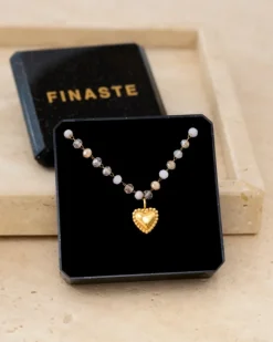 Finaste Kralen ketting vintage hartje goudkleurig Clearance