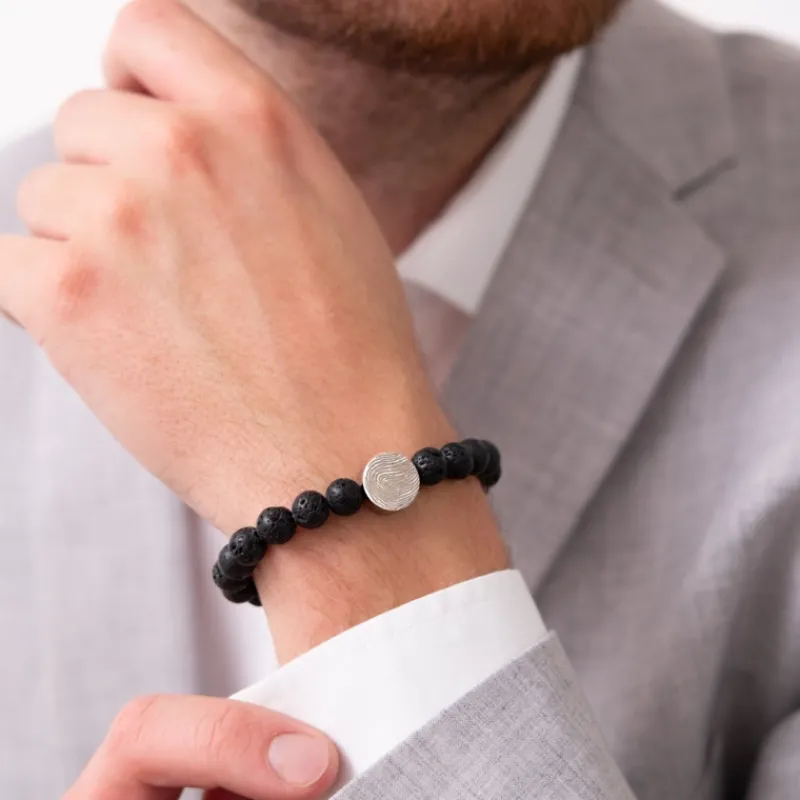 Finaste Kralen mannen armband met vingerafdruk Clearance