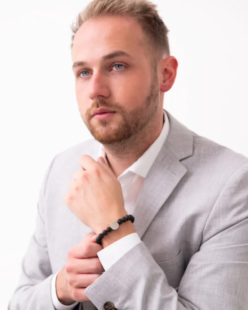 Finaste Kralen mannen armband met vingerafdruk Clearance