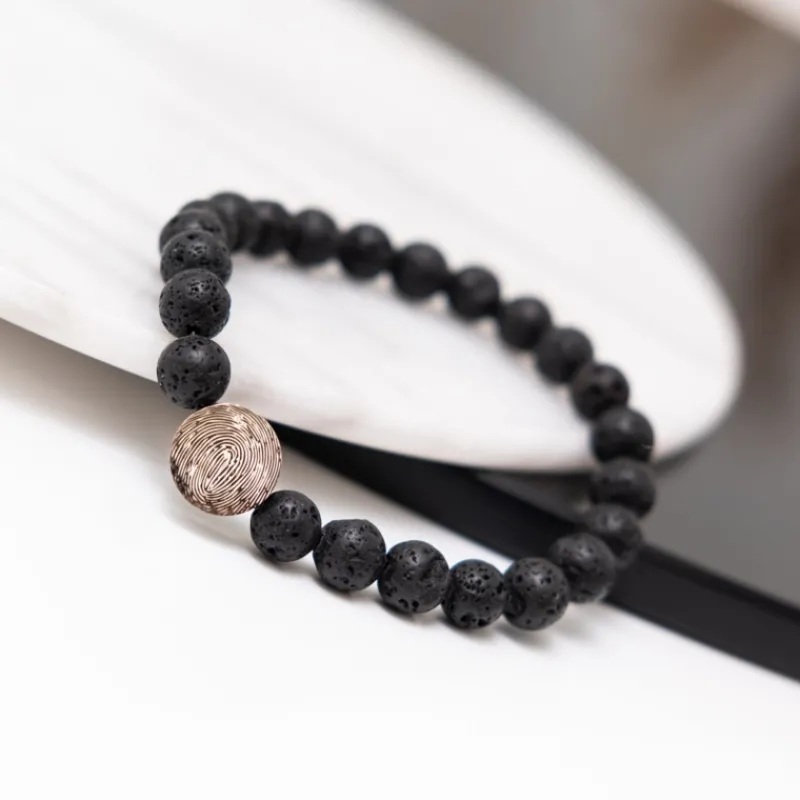 Finaste Kralen mannen armband met vingerafdruk Clearance