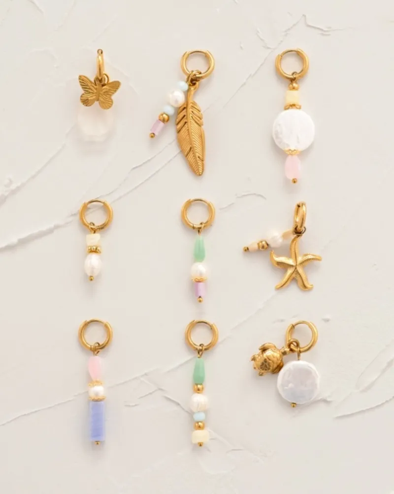 Finaste Lange oorbellen pastel steentjes goudkleurig Outlet