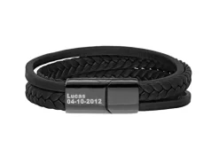Finaste Leren heren armband met namen kleur zwart Outlet