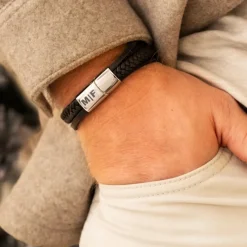 Finaste Leren heren armband met namen Hot