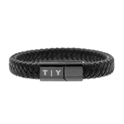 Finaste Leren mannen armband met naam zwart Outlet