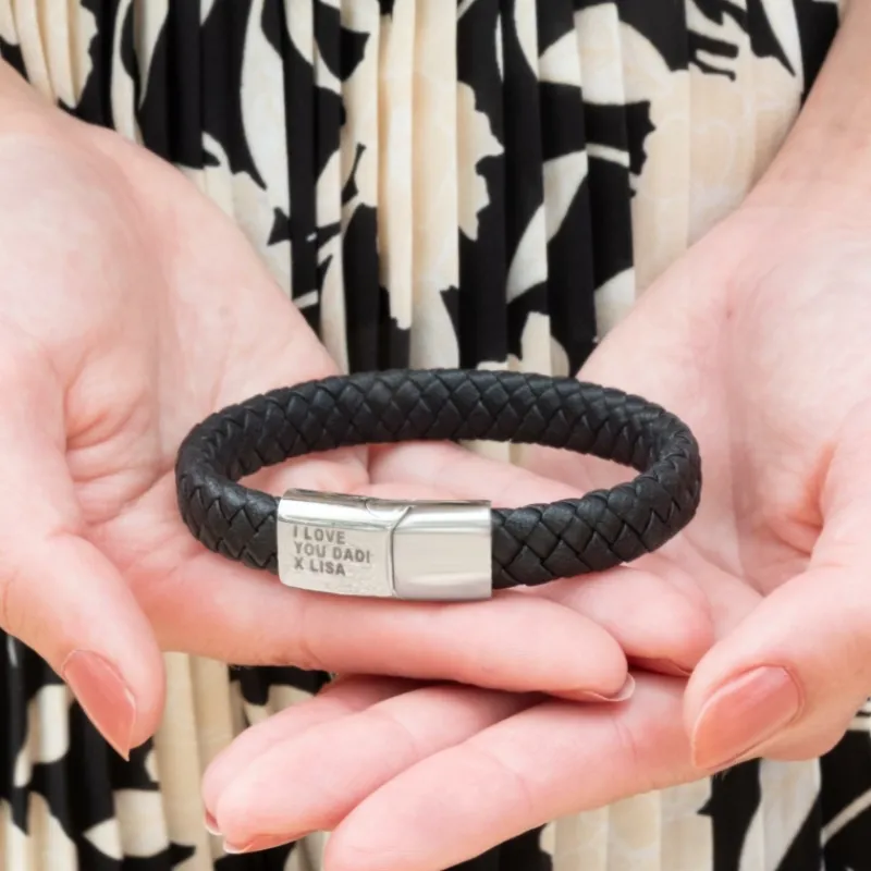 Finaste Leren mannen armband met naam Sale
