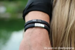 Finaste Leren mannen armband met naam zwart Outlet