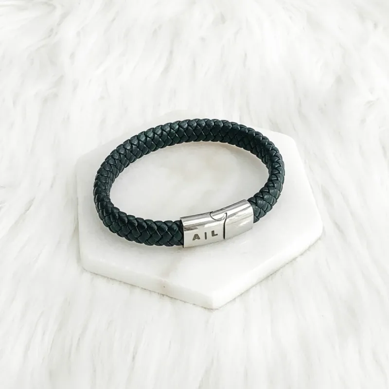 Finaste Leren mannen armband met naam Sale