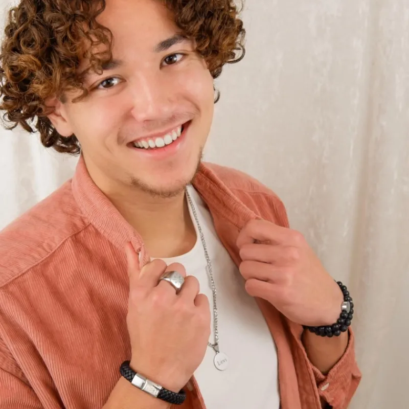 Finaste Leren mannen armband met naam Sale