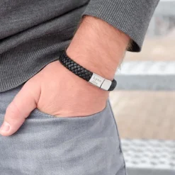 Finaste Leren mannen armband met naam Sale