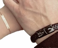 Finaste Leren mannen armband met naam zwart Outlet