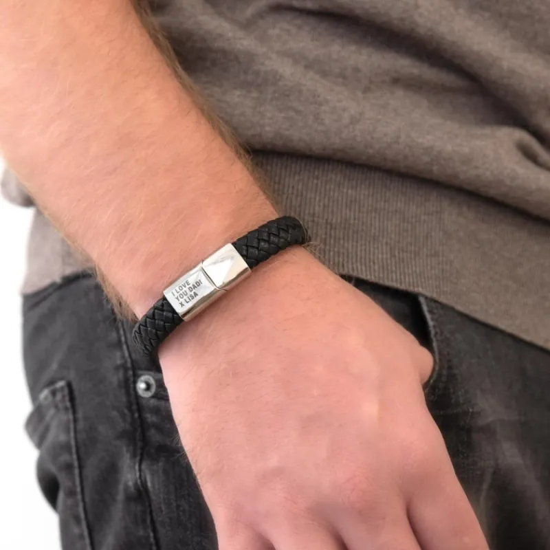 Finaste Leren mannen armband met naam Sale