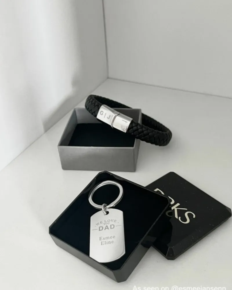 Finaste Leren mannen armband met naam Sale