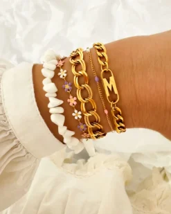 Finaste Letter Armband Charm Goudkleurig New