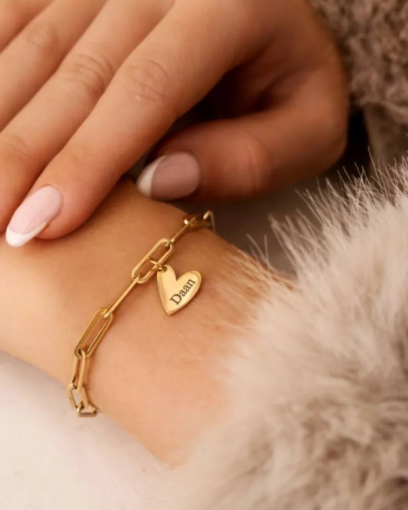 Finaste Letter armband hartje goudkleurig Clearance