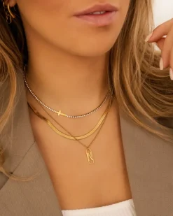 Finaste Letter ketting charm goudkleurig Hot
