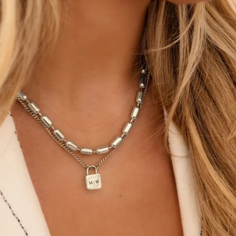 Finaste Lock ketting met jouw gravering Hot