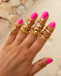 Finaste Luxury stones ring goudkleurig Outlet