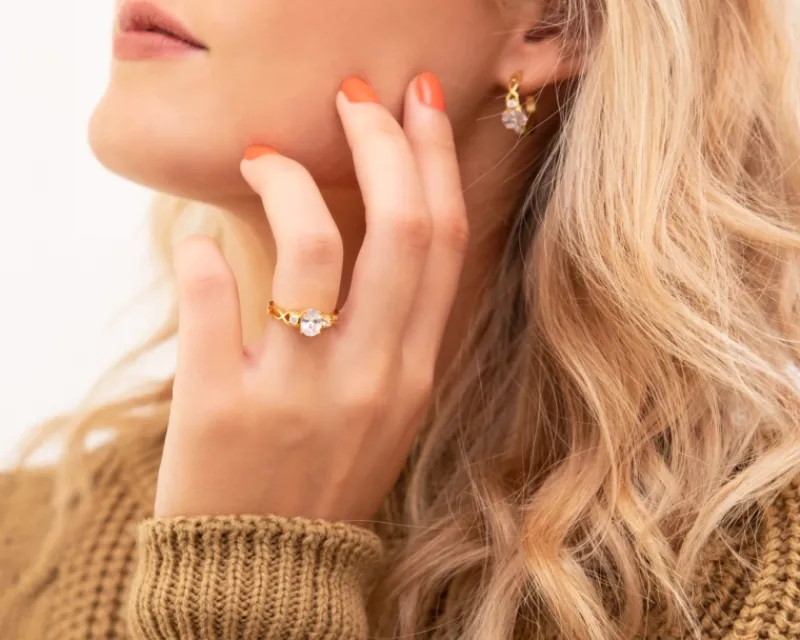 Finaste Luxury stones ring goudkleurig Outlet