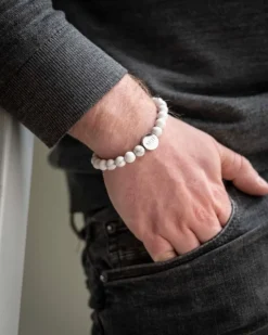 Finaste Mannen armband graveren wit marmer Best