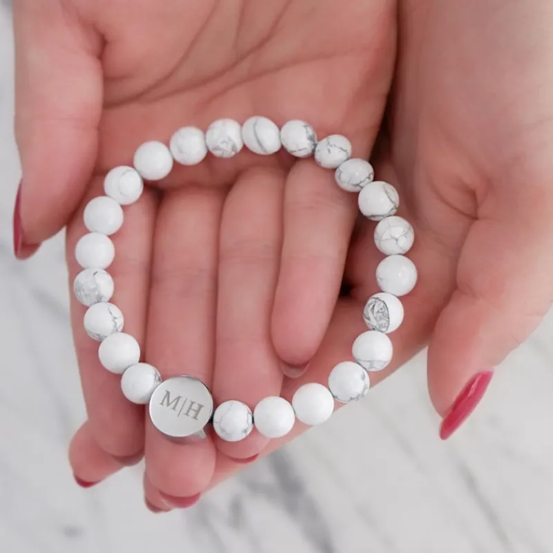 Finaste Mannen armband graveren wit marmer Best