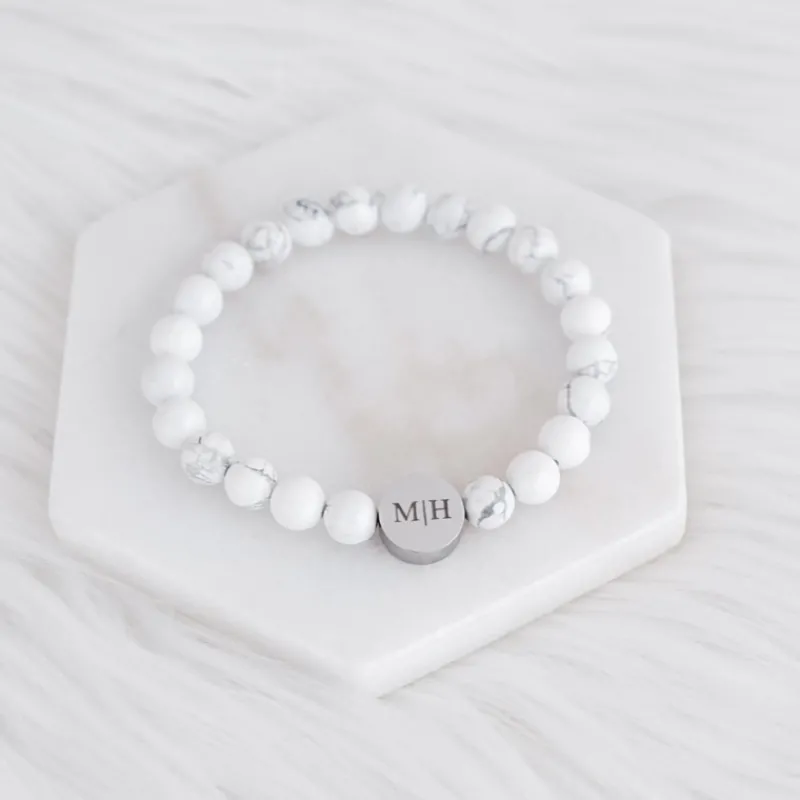 Finaste Mannen armband graveren wit marmer Best