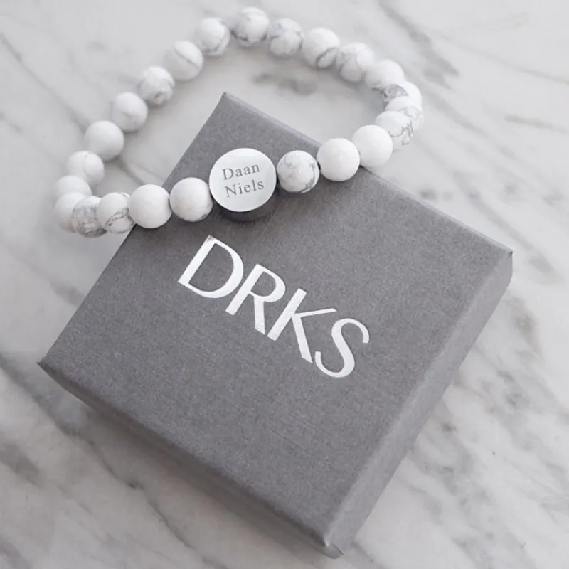 Finaste Mannen armband graveren wit marmer Best