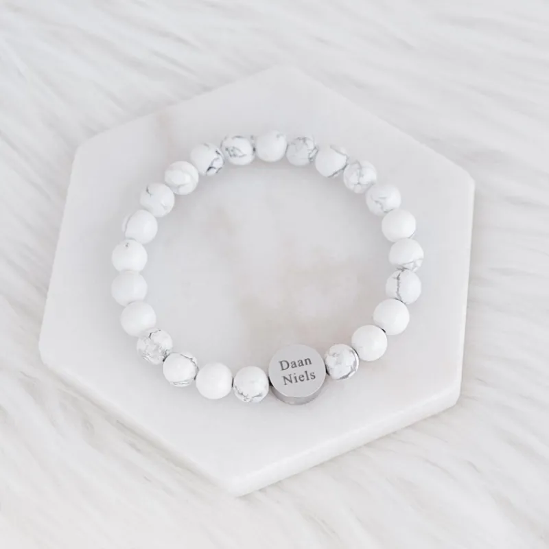 Finaste Mannen armband graveren wit marmer Best