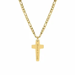 Finaste Mannen ketting kruis graveren goud kleurig Best