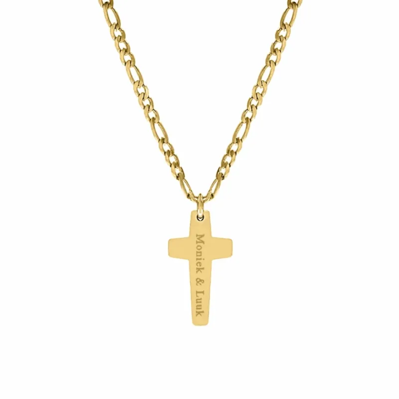 Finaste Mannen ketting kruis graveren goud kleurig Best