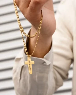 Finaste Mannen ketting kruis graveren goud kleurig Best