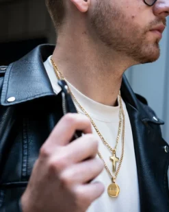 Finaste Mannen ketting kruis graveren goud kleurig Best