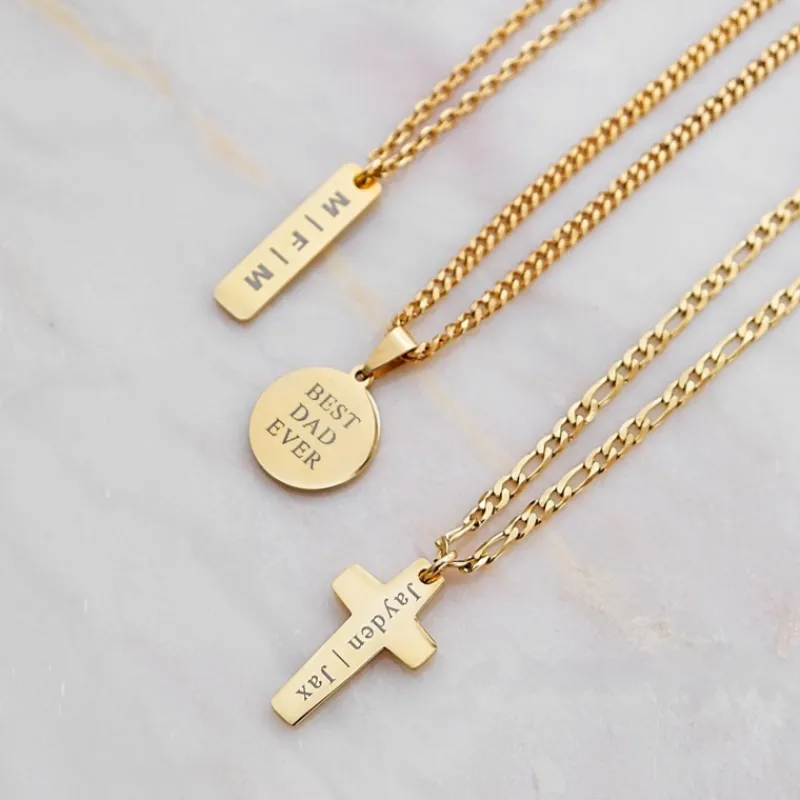 Finaste Mannen ketting kruis graveren goud kleurig Best