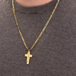 Finaste Mannen ketting kruis graveren goud kleurig Best