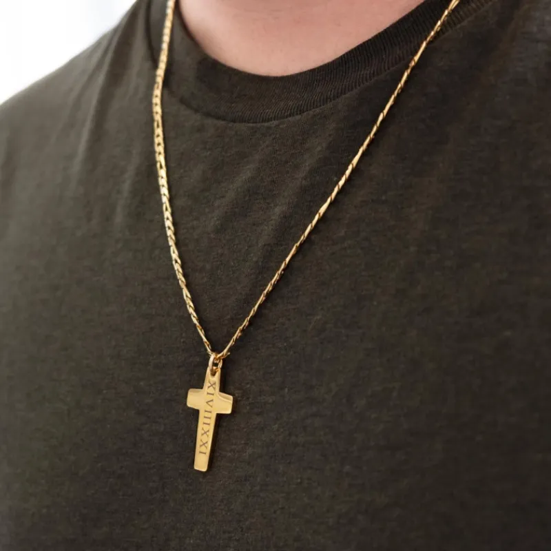 Finaste Mannen ketting kruis graveren goud kleurig Best