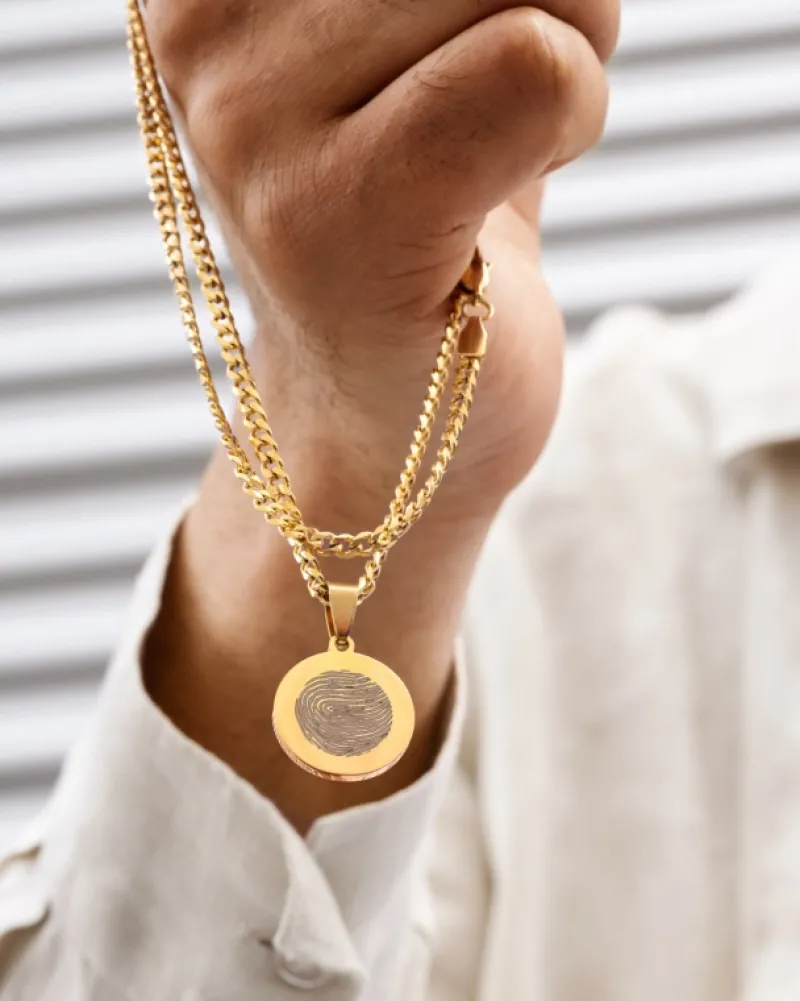 Finaste Mannen ketting met vingerafdruk goud kleurig Online
