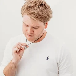 Finaste Mannen ketting met vingerafdruk zwart Best