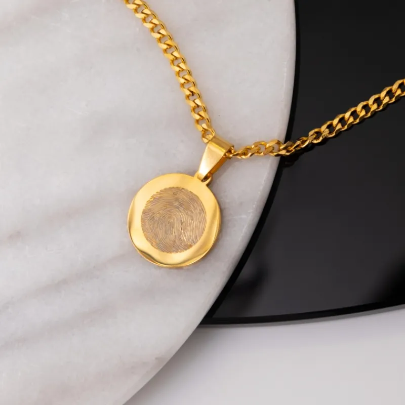 Finaste Mannen ketting met vingerafdruk goud kleurig Online