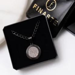 Finaste Mannen ketting met vingerafdruk zwart Best