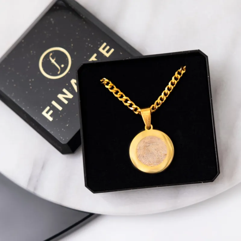 Finaste Mannen ketting met vingerafdruk goud kleurig Online