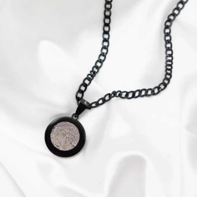 Finaste Mannen ketting met vingerafdruk zwart Best