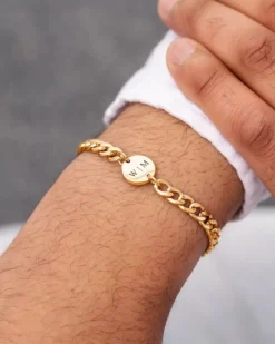 Finaste Mannen Schakelarmband Personaliseren Goud Kleurig Fashion
