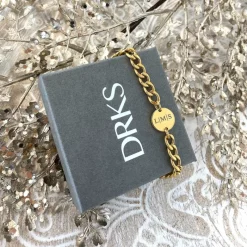 Finaste Mannen Schakelarmband Personaliseren Goud Kleurig Fashion