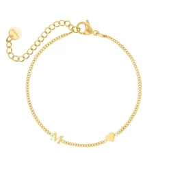 Finaste Mini initial armband met hartje goudkleurig Clearance
