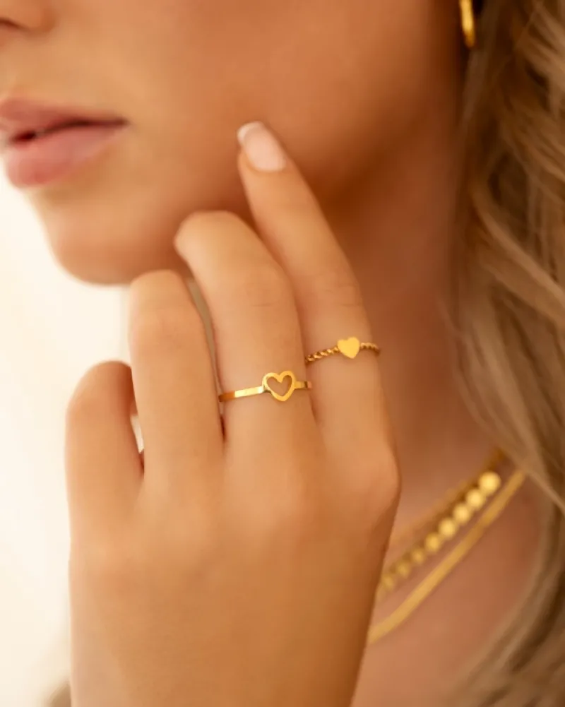 Finaste Mini open heart ring goldplated Outlet