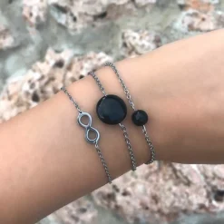 Finaste Minimalistische Armband Steentje Zwart Hot